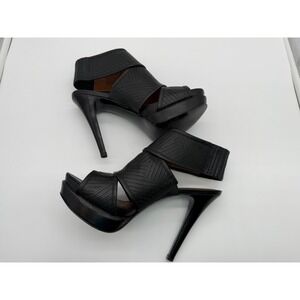 Calvin Klein Alex Black Platform Sandals Stiletto High Heels Womens 8M